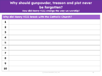 Why did Henry VIII break with the Catholic Church? - Worksheet