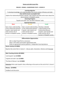 Romeo & Juliet Lesson 18: Friar Lawrence - Lesson Plan