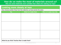 What and why? Your toys' materials - Worksheet