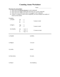 Ionic Compounds - Counting Atoms Worksheet