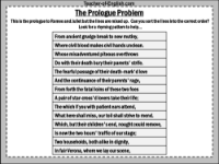 The Prologue - The Prologue Problem Worksheet
