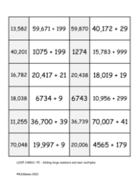 Loop Card Game - Adding large numbers and near multiples