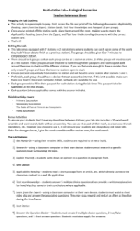 Ecological Succession - Activity Instructions