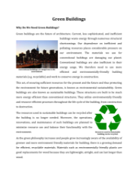 Green Buildings - Reading with Comprehension Questions