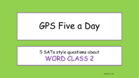 Word Class 2 SATs Style Questions