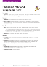 Phoneme "ch" and Grapheme "ch" - Lesson plan 