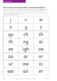 Grapheme Recognition - Phase 3 Assessment Student Sheet