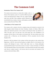 The Common Cold - Reading with Comprehension Questions