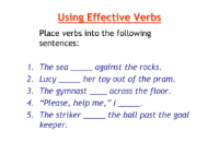 Writing to Entertain - Lesson 8 - Using Effective Verbs Worksheet