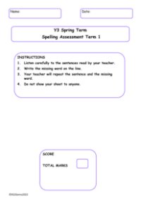 Spring Term Spelling Assessment