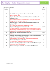 4. Reading Comprehension answers