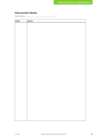 Intervention Notes template  