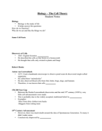 The Cell Theory - Student Lesson Outline