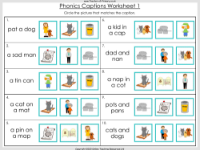 Phonics Phase 2 Captions - English Phonics Teaching PowerPoint with Worksheets and Printable Flashcards - Worksheet