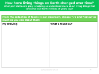 What part did fossils play in helping us understand more about living things that in habited our Earth millions of years ago? - Fossil research task - worksheet