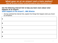 5 things that happen when you travel by aeroplane - Worksheet