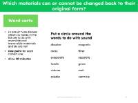 Word sorts - Reversible and irreversible