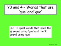 Words Containing 'gue' and 'que' Presentation