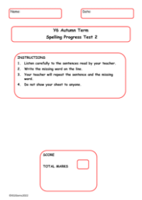 Autumn Term Spelling Progress Test 2