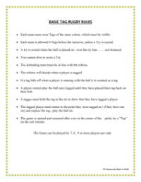 Basic tag rugby rules