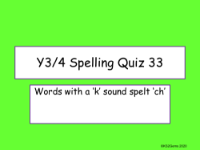 Words with a 'k' Sound Spelt 'ch' Quiz