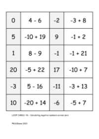 Loop Card Game - Calculating negative numbers across zero