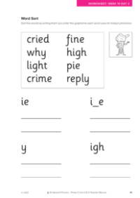 Word Sort activity - Worksheet 