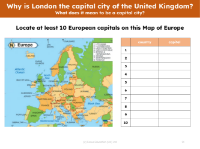 Locate on a map - European capital cities