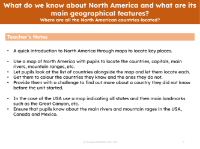 Where are all the North American countries located? - Teacher notes
