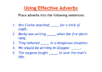 Writing to Entertain - Lesson 9 - Using Effective Adverbs Worksheet