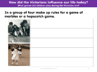 Make up the rules for a game of marbles or hopscotch - Worksheet