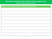 Explain in your own words what do we mean by electrical particles - Worksheet - Year 6