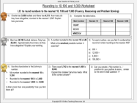 Rounding Numbers to the Nearest 10, 100 and 1,000 - Worksheet