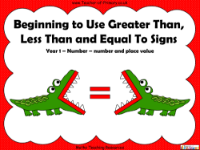 Beginning to Use Greater Than, Less Than and Equal To Signs - PowerPoint