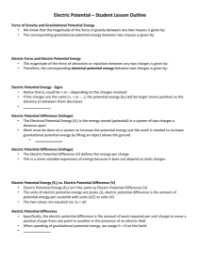 Electric Potential Difference - Student Lesson Outline