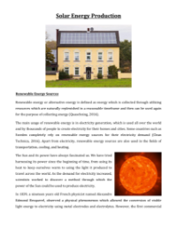 Solar Energy Production - Reading with Comprehension Questions
