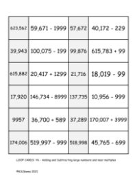 Loop Card Game -  Adding and  Subtracting large numbers and near multiples Set 1.pdf