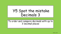 Ordering and Comparing Decimals Spot the Mistake