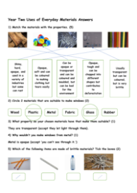Uses of Everyday Materials - Answers