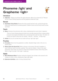 Phoneme "igh" and Grapheme "igh" - Lesson plan