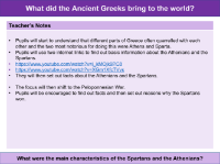 What were the main characteristics of the Spartans and the Athenians? - Teacher notes