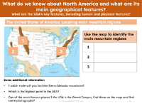 Locate on a map - Mountain regions of the USA