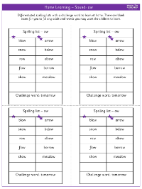 Spelling - Home learning - Sound ow (snow)
