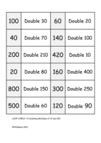 Loop Card Game - Doubling multiples of 10 and 100