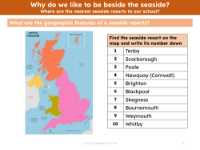 Locate on a map - UK seaside resorts