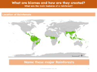 Name these major rainforests - Worksheet