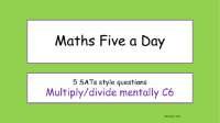 Calculations - Multiply divide mentally