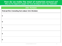 John McAdam fact file - Worksheet