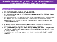 How did Manchester improve in the 19th and 20th centuries? - Teacher notes