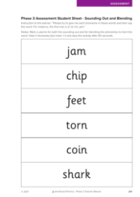 Sounding Out and Blending - Phase 3 Assessment Student Sheet